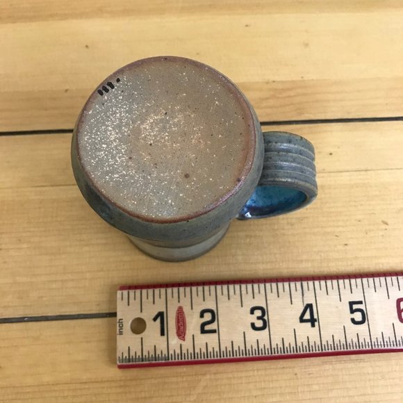 prAna Stoneware Pottery Mug Turquoise Aqua Drip Glaze 8oz Ceramic Tea Coffee Cup - Picture 6 of 6